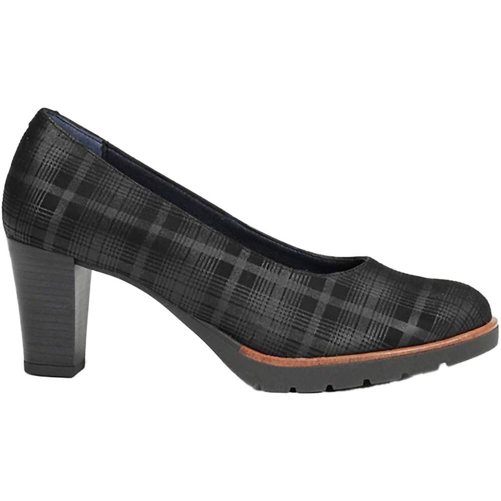NEW DORKING BY FLUCHOS women's opium leather heeled pumps in black plaid